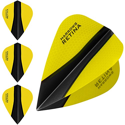 Harrows Retina-X Dart Flights - 5 Sets (15) - 100 Micron Extra Strong - Kite - Yellow