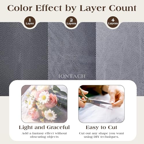 IONTACH White Tulle Fabric Rolls 54 Inch by 40 Yards Fabric Tulle Bolt for Wedding Christmas Decorations DIY White Tutu Baby Shower Table Skirt Ceiling Decor Birthday Party Craft Supplies - 3