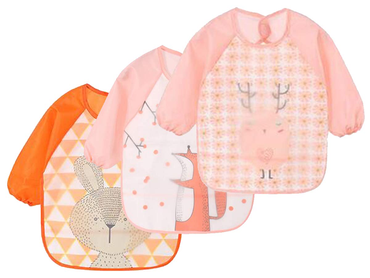 Tablier D’alimentation Bébé à Manches Longues – Imperméable, Réglable, Motifs Cartoon, Pour 6 à 18 Mois (tailles 90-110)