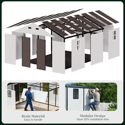 Jocisland 10 x 13.5 x 8 FT Gable Roof Resin Storage Shed with Floor - Image 4