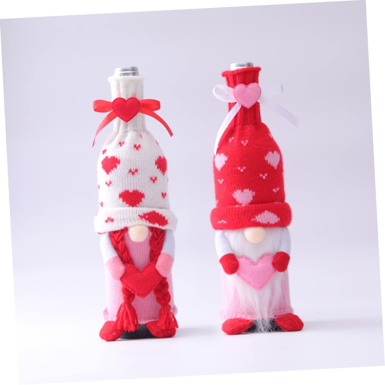3 Ensembles Housses De Bouteilles De Vin Forme De GNOME Décoratives pour Saint Valentin Accessoires De Maison Fête 2 Pièces * 3