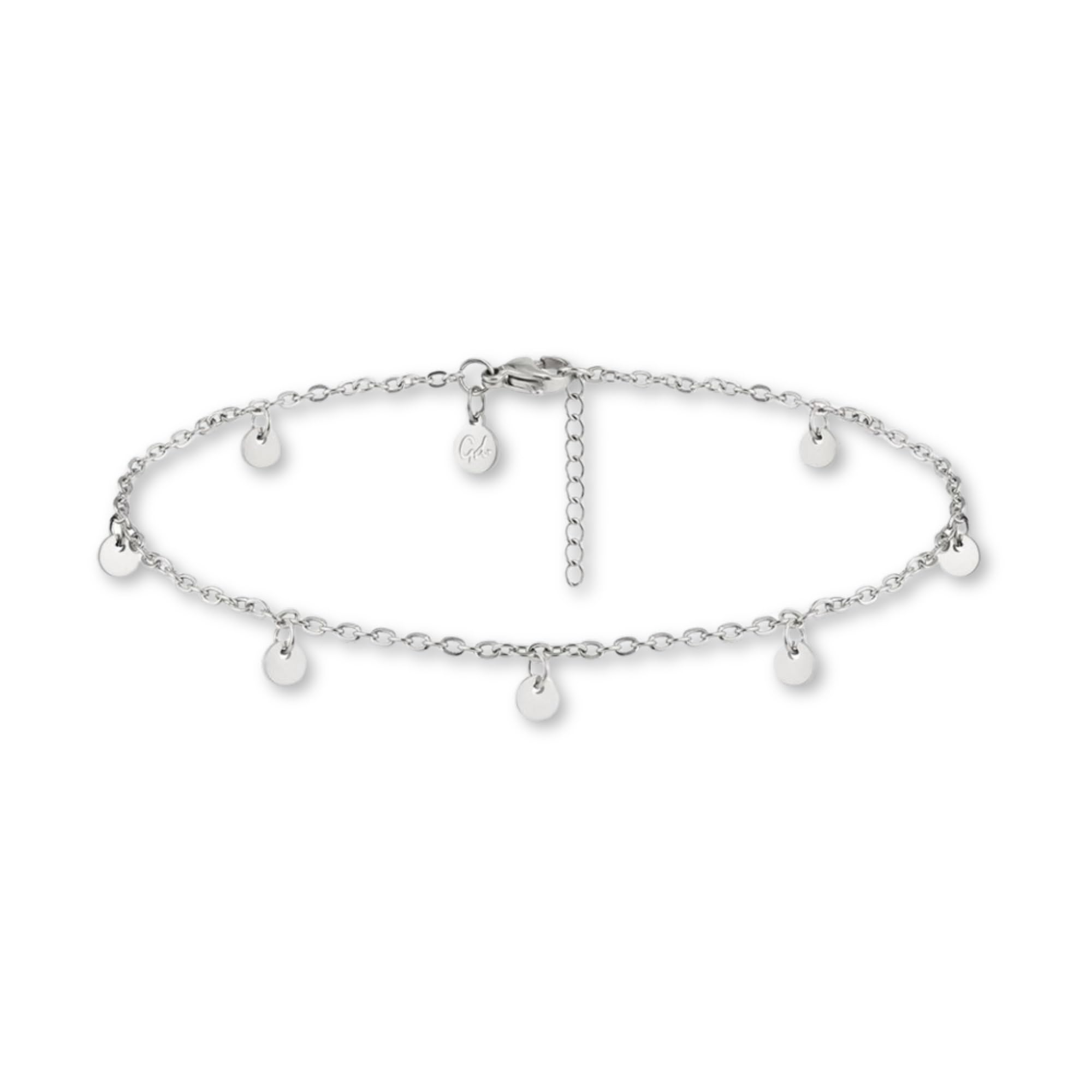 GD GOOD.designs Fußkettchen für Damen in Gold, Rosegold, Silber oder Schwarz I Wasserfeste Plättchen Fußkette verstellbar (22-27cm) aus Edelstahl I Frauen Fußschmuck mit Coins