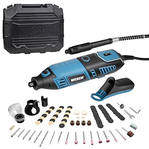 WESCO Rotary Tool Kit, Extend Shaft, 35000RPM, 7 Variable Speed, 82 Accessories, Rotary Multi-Tool for Cutting, Carving, Engraving, Polishing, and Detail Sanding DIY Project