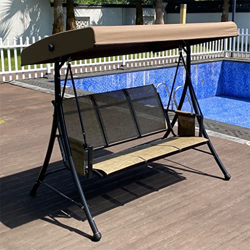 Jahh 3 Persons Outdoor Porch Swing Chair With Cushions, Pillows, Canopy Adjustable #TOP1