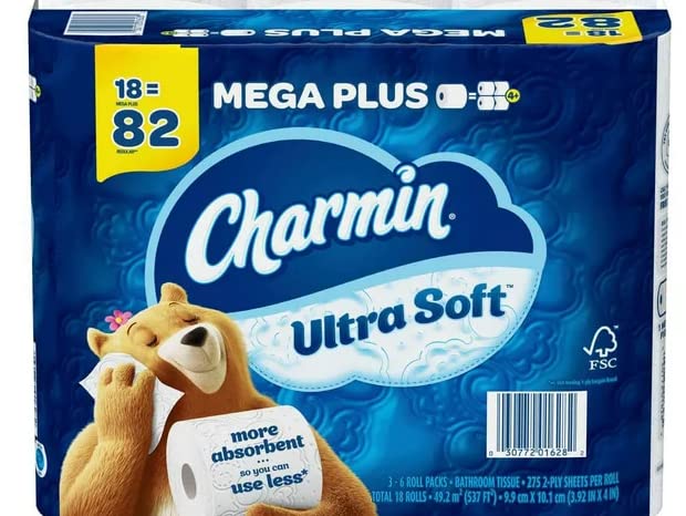 Image of Charmin Ultra Strong Toilet Paper - 18 Mega Plus Rolls