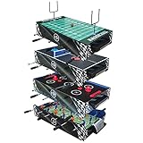 KICK Convoy 40″ 4-in-1 Mini Tabletop (Blue) - Combo Game Table Set for Playroom, Kids, Children - Foosball, American Football, Push-Hockey and Table Tennis