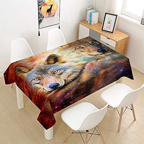 Mantel Morbuy Antimanchas 3D Animal Lobo Cover