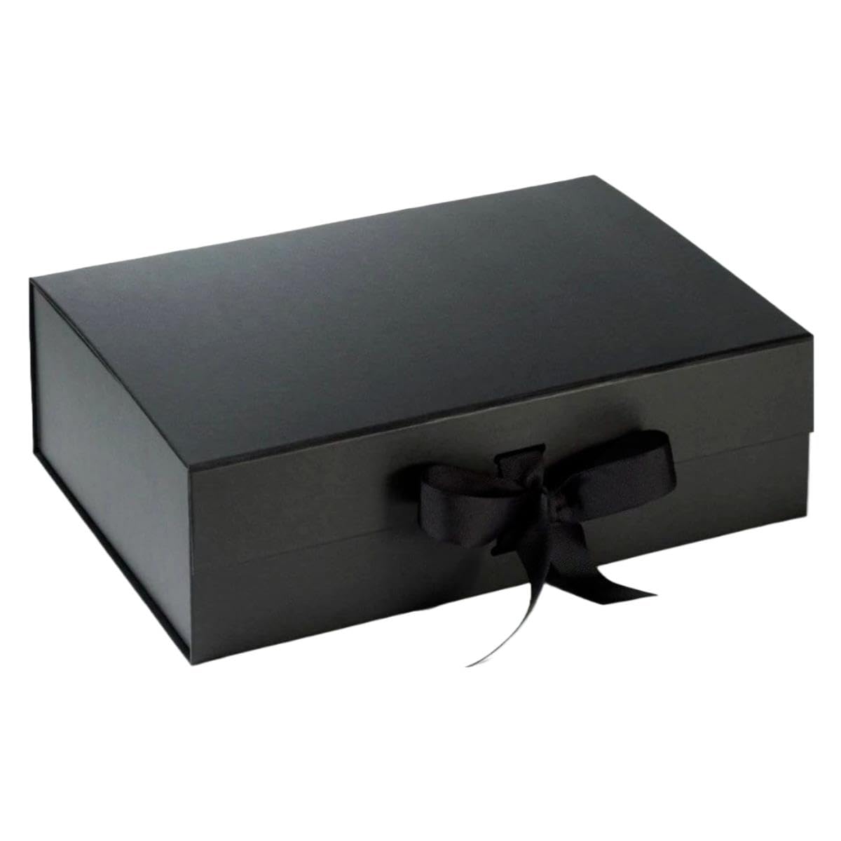 1 x Gift Box Black With Faux Silk Ribbon 260x190x80mm For Birthday Party Anniversary Wedding Christening Vintage Magnetic Favour Box Gifts โ image 1