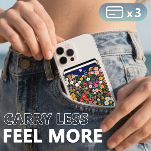 Image of Floral Magnetic Wallet for Magsafe Compatible with iPhone 17 /16 /15 /14 /13 /12 Series Pro Max Plus Air Flowers Phone Magnet Card Holder for Women Lether Mag Safe Wallets Deep