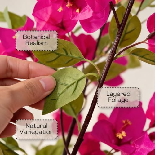 Image of MASON HOME Artificial Pink Bougainvillea Plant Without Pot - 5 Feet | Realistic Plant - Trees - Flowers | Indoor Tropical | Home - Shop - Office | Gifting - Decor - Ambience - Durable | No Maintenance