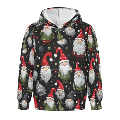 Kids Hoodies Sweaters Christmas Xmas Gnome Dwarfs Hooded Sweatshirts with Big Pockets for Boys Girls B0400446