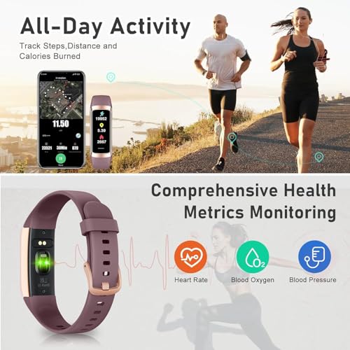 Image of Fitness Tracker with Step Counter /Calories /Stopwatch, Activity Tracker, Health Tracker with Heart Rate Monitor, Sleep Tracker,1.10''AMOLED Touch Color Screen, Pedometer Watch for Women Men