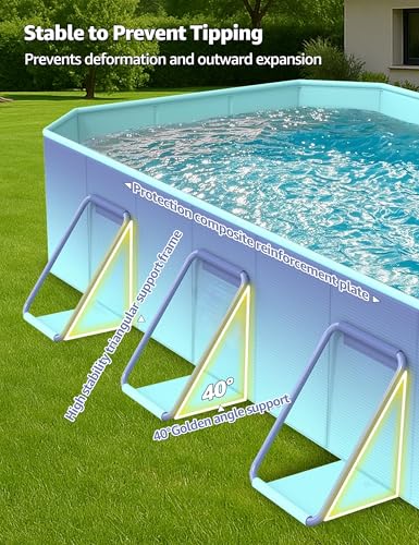 Image of Foldable Pool for Kids Adults - Non-Inflatable Swimming Pools for Backyard Garden Outdoor Folding Collapsible Dog Above Ground Pool Kiddie Pool 90 inch X 54 inch X 21 inch