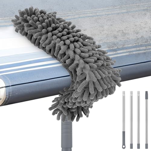 RV Awning Cleaner with Bendable Mop Head, 6.9ft Telescopic Awning Cleaner, High Absorbent Efficiency Awning Cleaning Mop for RV Roof Cleaner, Campers, Trailers, Trucks, RV Cleaning Brush