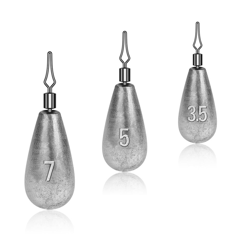 Cuoyuqie 50pcs Drop Shot Teardrop Type Lead Weights 1/8oz-1/2oz Bass Fishing Trout