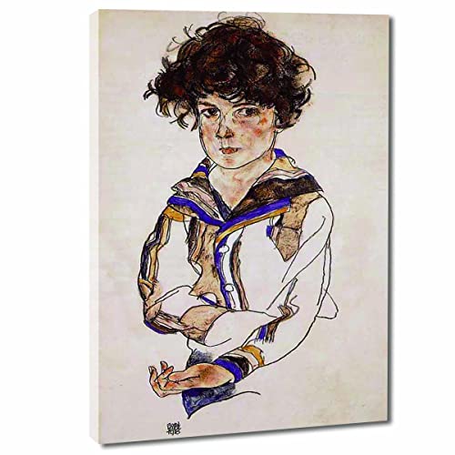 Peinture sur toile jeune garçon Egon Schiele 76 x 114 cm pour habiller un grand mur vide