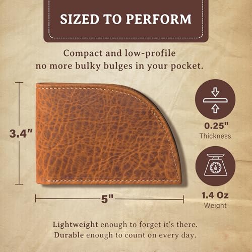 Genuine Leather Wallets for Men - RFID Men's Front Pocket Wallet - Curved Bison Leather Men’s Wallet w/ 3 Card Slots, Full Billfold Section & More - Slim Wallets for Men (Brown)3