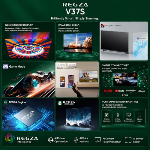 Image of Toshiba 40 Inch QLED Smart TV (40V37SP) | 60 Hz | REGZA Engine, VIDAA OS, Game Mode, DTS Virtual:X, WiFi, Direct LED