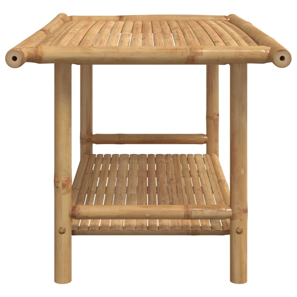 Mesa de Centro de Bambú con Almacenamiento, Mueble Auxiliar para Salón y Exterior, Mesa de Listones Ventilada para Interior y Terraza, Superficie Robusta y Material Duradero