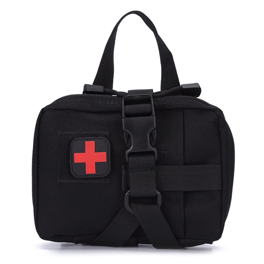 Dsoar First Aid Kit Car Survival Kit for Outdoor Travel for Medical Multipurpose Waist Bag, Military Accessories (Black, Empty)