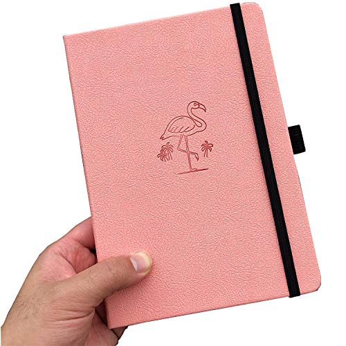 BUKE Notebook Dotted Dot Gird Journal 160 Numbered Pages, Size 5.7X8.2 Inch, 160 GSM Ultra Thick Bamboo Paper, NO Bleed, Drawing Sketchbook(PINK)