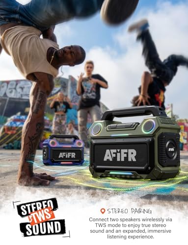 Image of Outdoor Bluetooth Speaker 160W: IP67 Waterproof, 24H, TWS | Rugged portable speaker with deep bass, LED lights, TWS pairing for parties, beach, travel, camping, garage