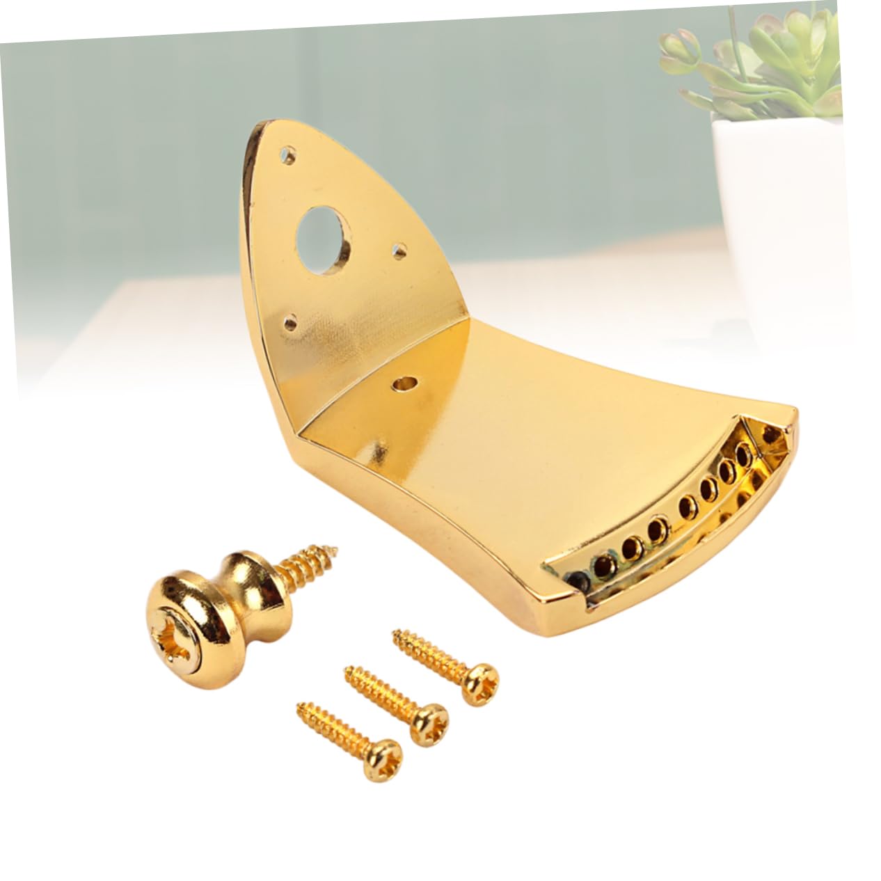 Totority Metal Triangle Tailpiece for 8 String Mandolin Guitar Part Replacement Golden Finish
