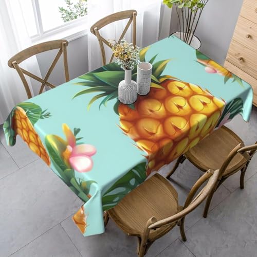 Aozhiswe Mantel Antimanchas Cuadrada Piña Monstera Mantel de Mesa Plantas Tropicales 140x140 cm Manteles Impermeable Poliéster Protector Comedor para Interior Exterior a-8573