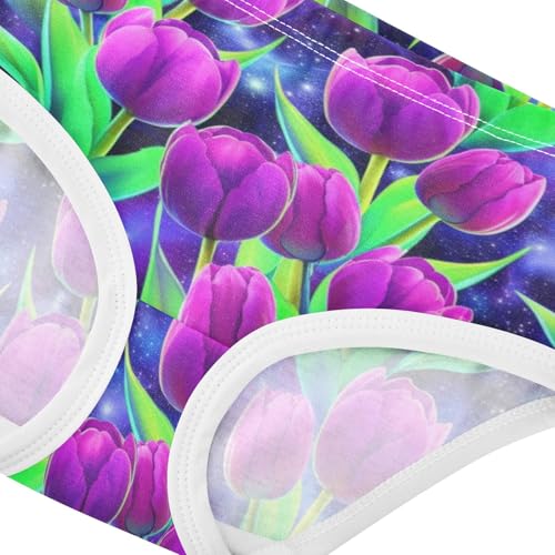 Joisal Girls Underwear Toddler 2t Cotton Panties Little Girl Bright Briefs Kids Undies Vibrant Purple Tulips4