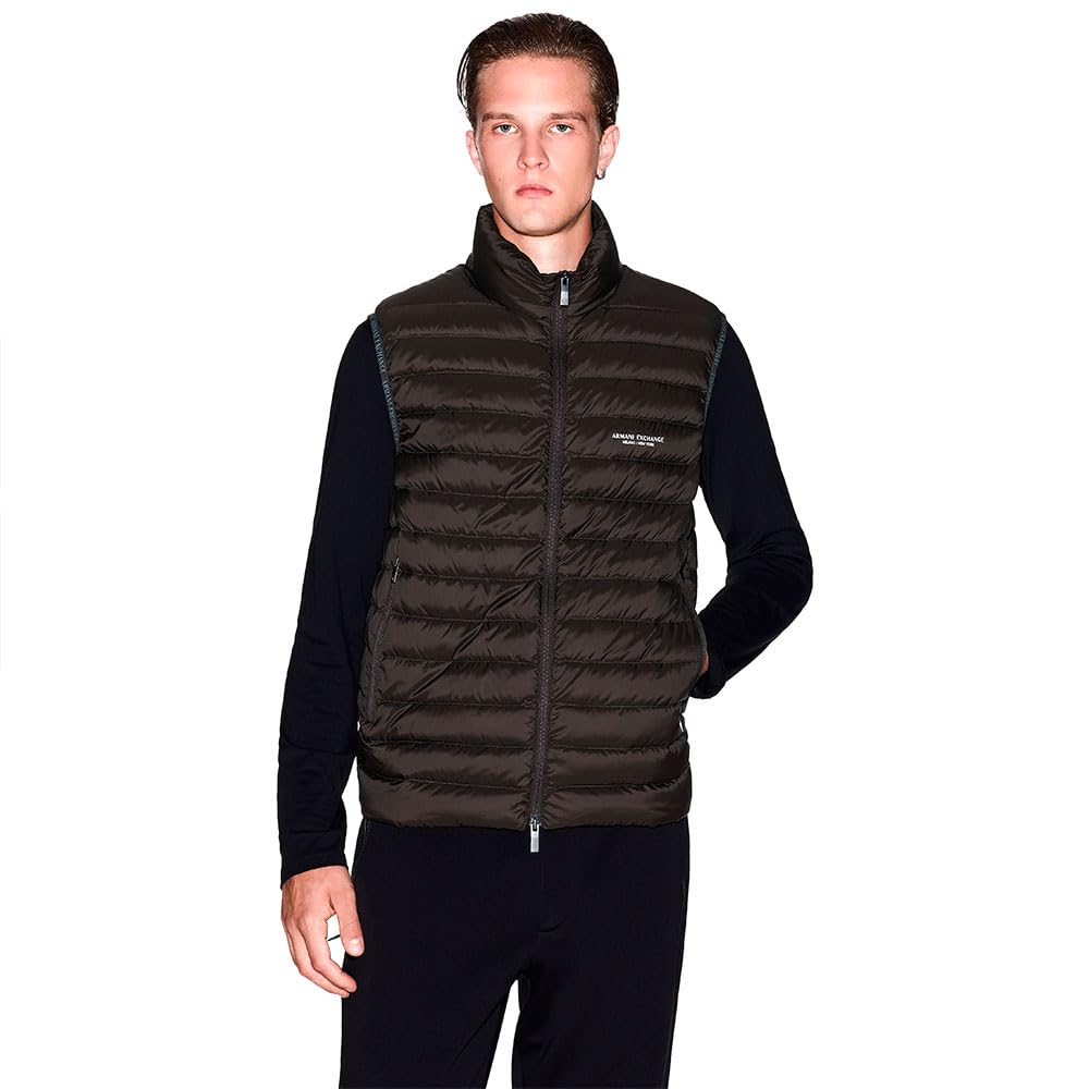 Armani Exchange Men's Brown Full Zip Sleeveless Down Jacket Xxl