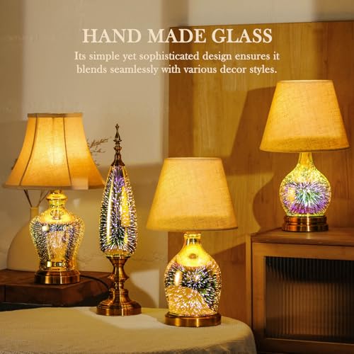 Porseme 3D Effect Glass Table Lamp, Handmade Glass Base, Energy Saving LED Bulb Included, Stylish and Durable, Perfect for Bedroom, Living Room, Office - image 6