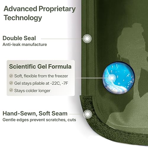 Image of Small Flexible Gel Ice Packs for Injuries Reusable - Soft Hot and Cold Packs for Injuries for Ankle, Hand, Wrist, Head Pain Relief - 5 inch x 10 inch - 2PK - Green