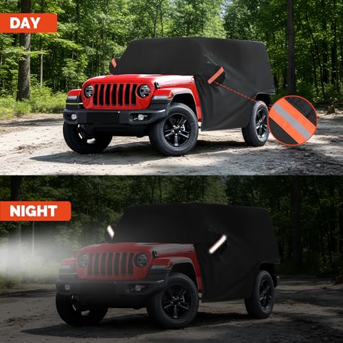 Image of NEVERLAND Cab Cover for 1987-2026 Jeep Wrangler JK JL TJ YJ CJ 2 Door, Waterproof Jeep Wrangler Half Covers 2 Door with Trunk Zipper All Weather Sun Rain Snow UV Protection, Black