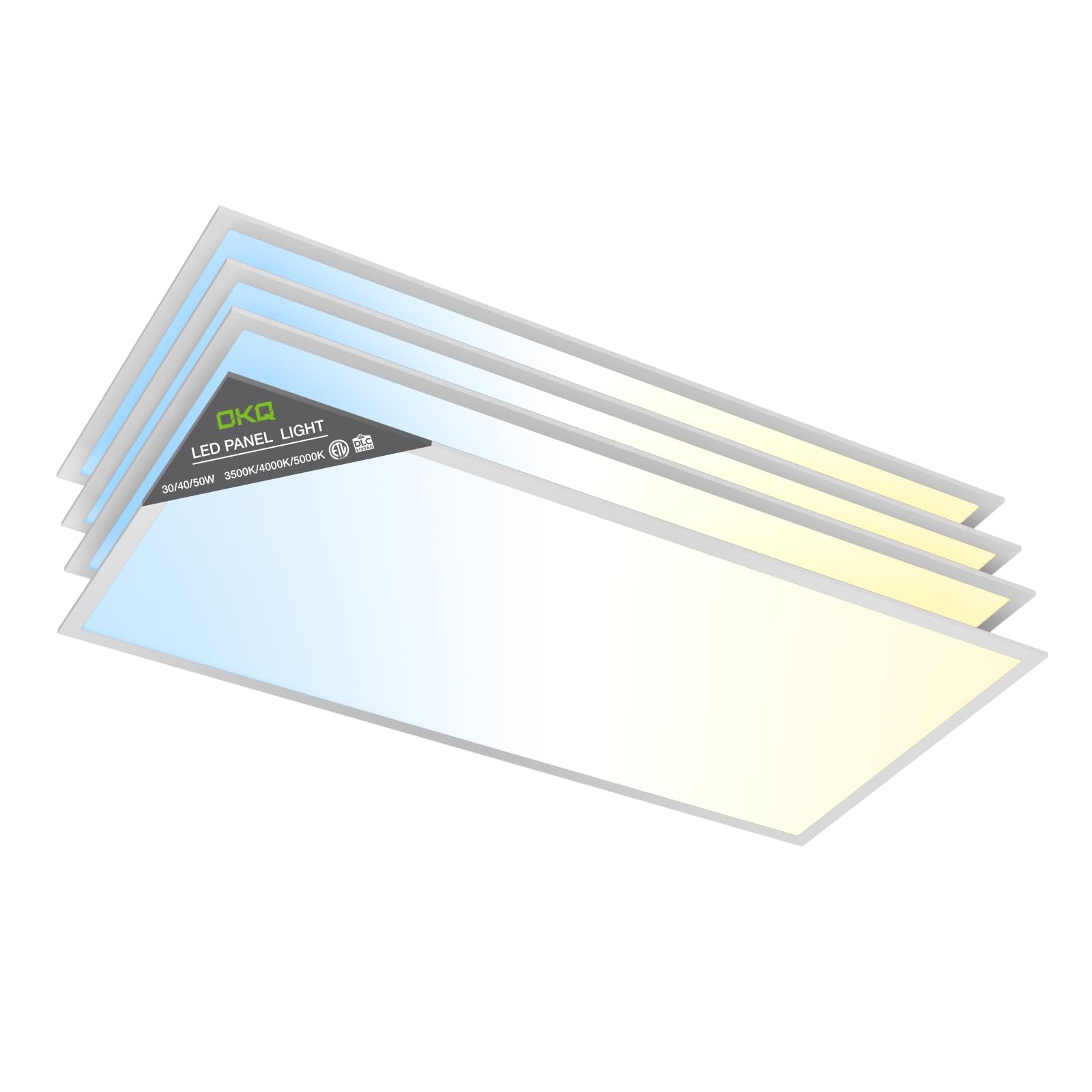 OKQ 4 Pack 2x4 LED Flat Panel Light Drop Ceiling Office Fixture, 3000K,4000K,5000K,6000K Selectable, 5000K 4CCT Switchable, 0-10V Dimmable, 24x48 Inch LED Flush Mount Ceiling Light, ETL Listed