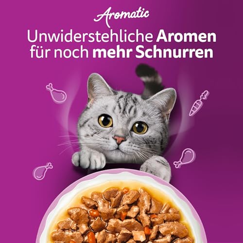 WHISKAS Aromatic Nassfutter in Sauce für Katzen 40 x 85g Fisch Auswahl