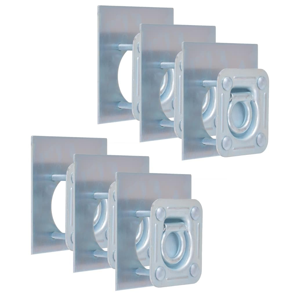 Zurrösen für Anhänger aus verzinktem Stahl 6 Stück mit Gegenplatten und Schrauben 12,5 x 11,5 cm für PKW, Kfz, Transport, Tieflader, Baustelle, Camping, Umzug, Sicherung schwerer Lasten