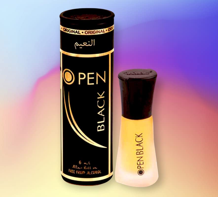 Al Nuaim OPEN BLACK 6ml Attar Alcohol-Free | Concentrated Perfume Oil | Premium-Grade Oriental Attar | Long Lasting Fragrance