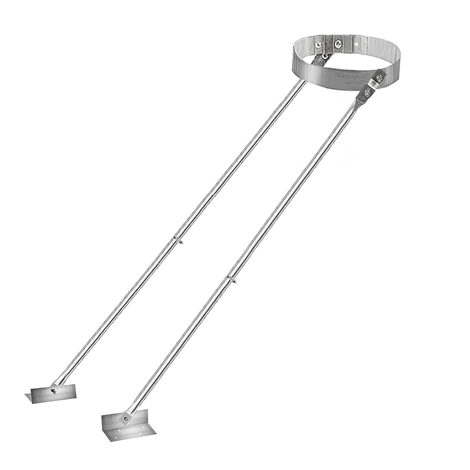 Photo 1 of Extended Roof Bracket Kit, Supports 6 -14 inch Chimney Stove Pipe for Stability, Adjustable Extended Roof Brace for Securing 6"-14" Diameter Stove Pipe Silver, Adjustable Legs Mounting Brackets