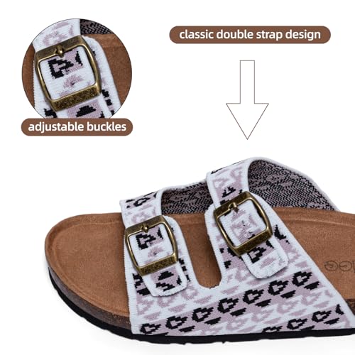 Image of Women's Comfy Arch Support Cork Footbed Adjustable Knitting Straps Indoor and Outdoor Slides Sandals