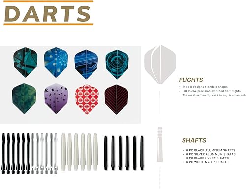 Miniatura 10 de Shot Taker Co. - Juego de dardos de punta suave, 12 piezas con 100 puntas de dardos adicionales, 24 protectores de vuelo y llave para tablero de