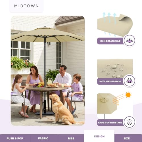 Image of Midtown Umbrellas Push and Pop - 9 Ft Patio Umbrella, Chestnut Canopy