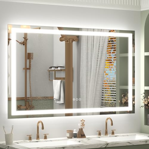 Image of 48x30 Inch LED Lighted Bathroom Vanity Mirror for Wall