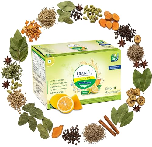 Image of Diabliss Herbal Wellness Lemon Tea - Low GI Instant Tea with 17 Herbs & Spices | Natural Lemon Flavour | Glucose-Friendly Drink for Daily Wellness | Trusted by Consumers in 3 Continents | 30x10 Sachet Box