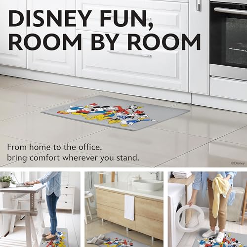 Image of Disney Mickey Anti-Fatigue Kitchen Mats for Floor, 17x29, Non-Slip | 12mm PVC foam cushions feet and back, water resistant, wipes clean, won't compress or crack over time