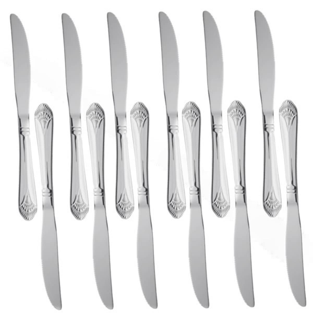 TrueCraftware- Set of 12 Stainless Steel Elizabeth European Size Table Knife- Stainless Steel Silverware Flatware Cutlery Kitchen Tableware Set for Home and Restaurant Butter Knife Spreader Table Knives