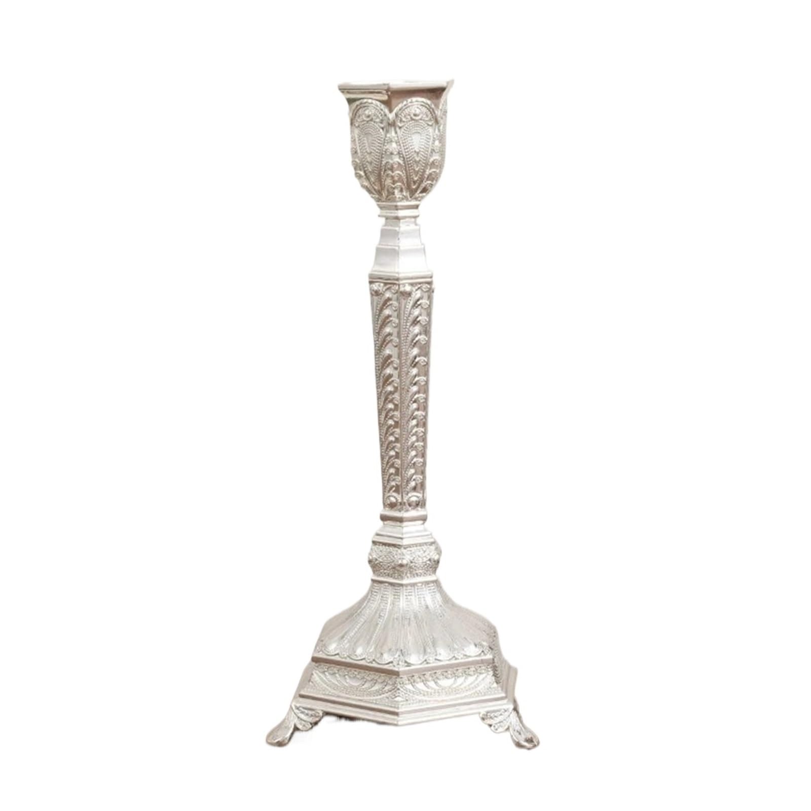 2Pcs Candle Holder Candlesticks Candles Silver Wedding Stand Table Home Decoration For Desktop Decoration(Silver,8.5x8.5x19.5cm)