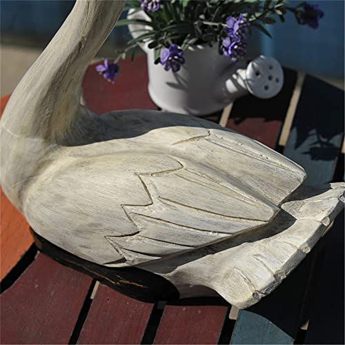 Set 2 estatuas de cisne blanco elegante en resina miniatura 4