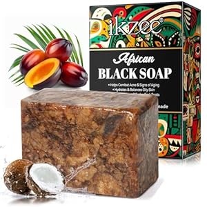 JabóN Negro Africano OrgáNico, JabóN Africano Para El Acné Y Las Manchas Oscuras, African Black Soap Barra De JabóN Negro Crudo Para Todo Tipo De Piel: Rostro, Cuerpo, OrgáNico Y Vegano, 100g