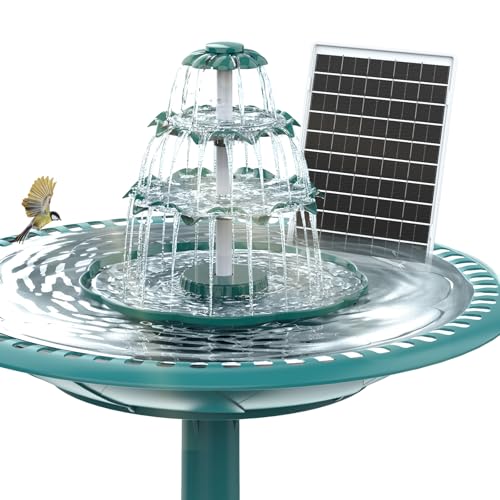 AISITIN DIY Brunnen,Vogeltränke Sets mit 6,5W Solar Springbrunnen, 3 Stufige Vogelfütterer für Draußen,Vogelbad und DIY Solarbrunnen Abnehmbar und...