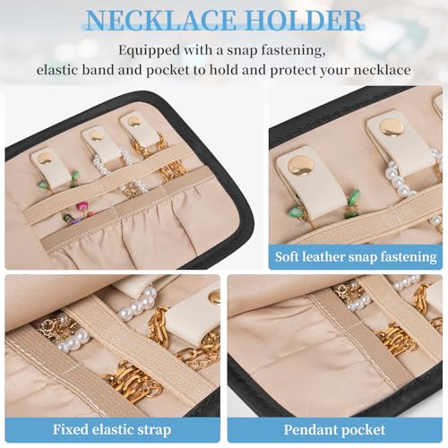Image of Travel Jewelry Holder Organizer Case, Foldable Jewelry Storage Bag, for Necklaces Rings Earrings Bracelets, Small, Black